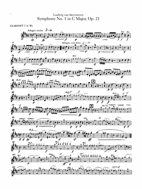 Clarinet 1, 2 (C, plus transposed B♭)