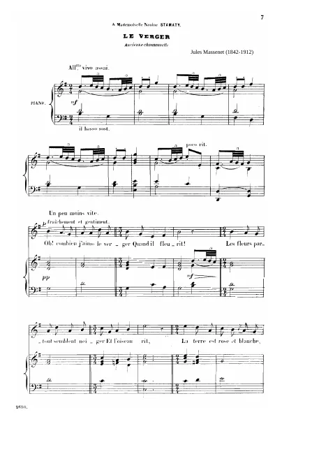 Le verger (G Major: High voice and piano)