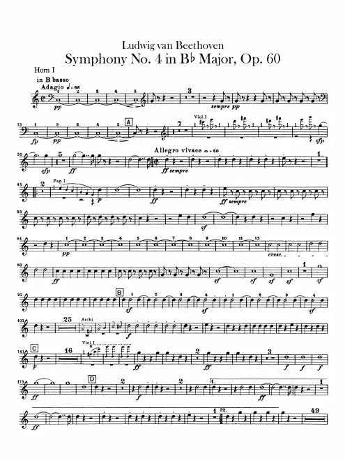 Horn 1, 2 (B♭, E♭, plus transposed F)