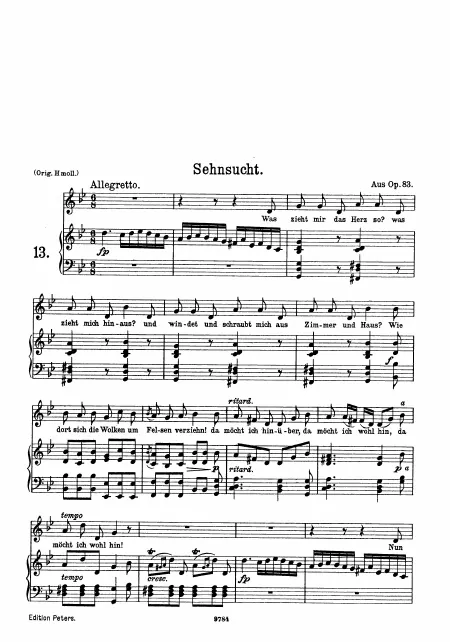 2. Sehnsucht (medium/low voice, transposed to G major)