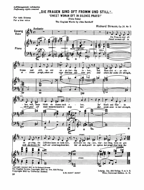 Complete Score (Low voice, transposed to D major)