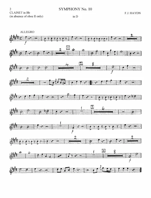 Clarinet (B♭, alternate to Oboe 2)