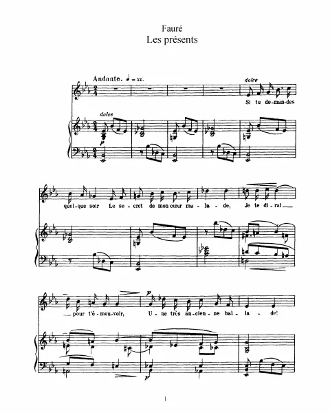 1. Les présents (Transposed to E♭ major for medium/low voice)