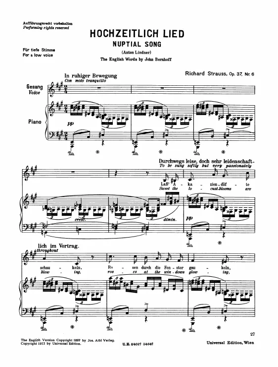 Complete Score (Low Voice, transposed to A major)