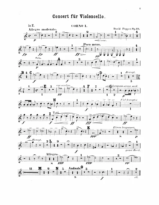 Horn 1, 2 (E/F), 3, 4 (D)