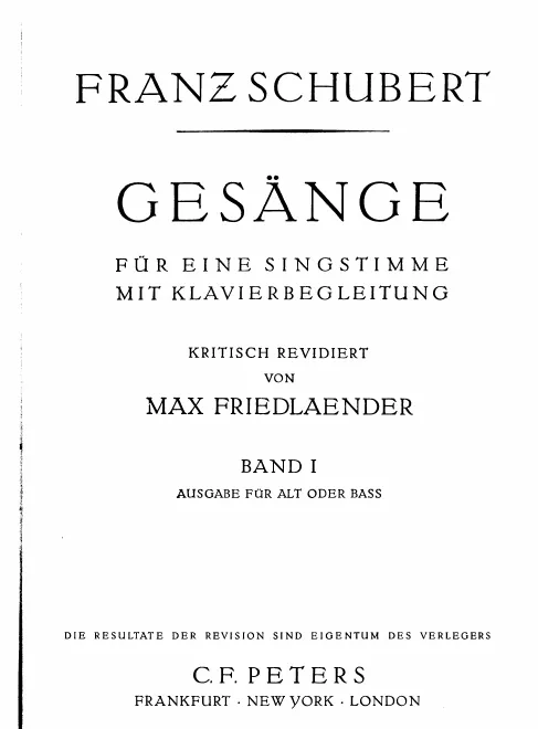 Complete Lieder for deep voice, Book 1