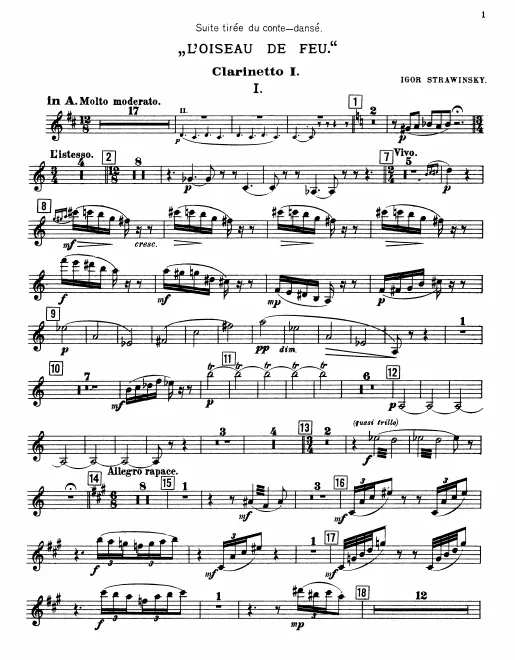 Clarinet 1, 2 (A/B♭), 3 (A/B♭)/Piccolo Clarinet (D)