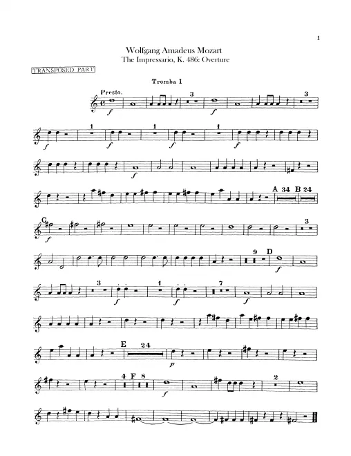 Trumpet 1, 2 (C, Transposed in B)