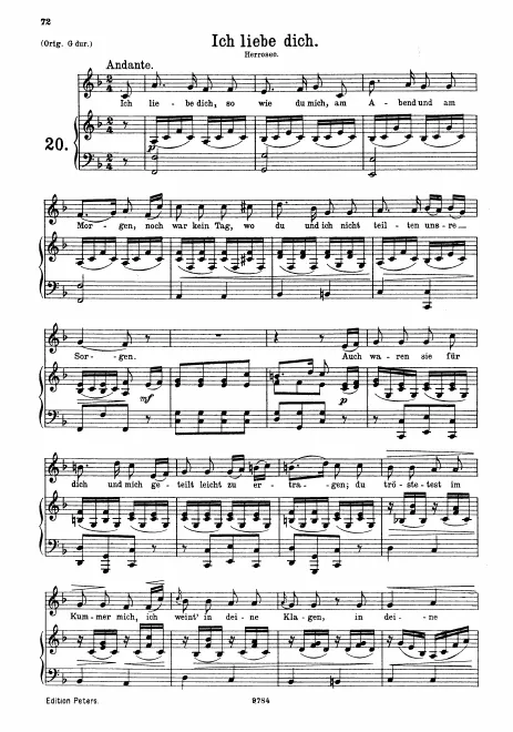 Complete Score (medium/low voice, transposed to F major)