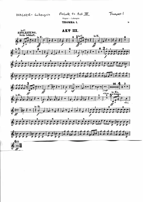 Trumpet 1, 2, 3 (D, E♭, E, F)