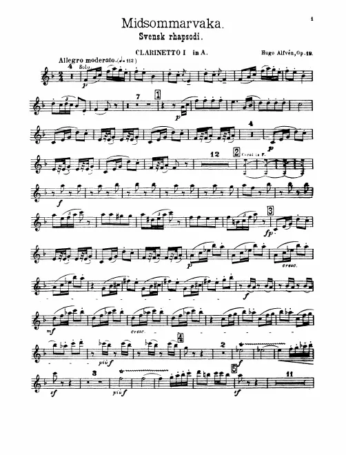 Clarinet 1 (A), 2 (A, E♭), Bass Clarinet (A)