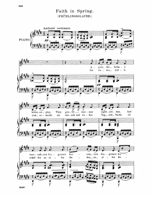 Complete Score (Low Voice, Transposed to E major)