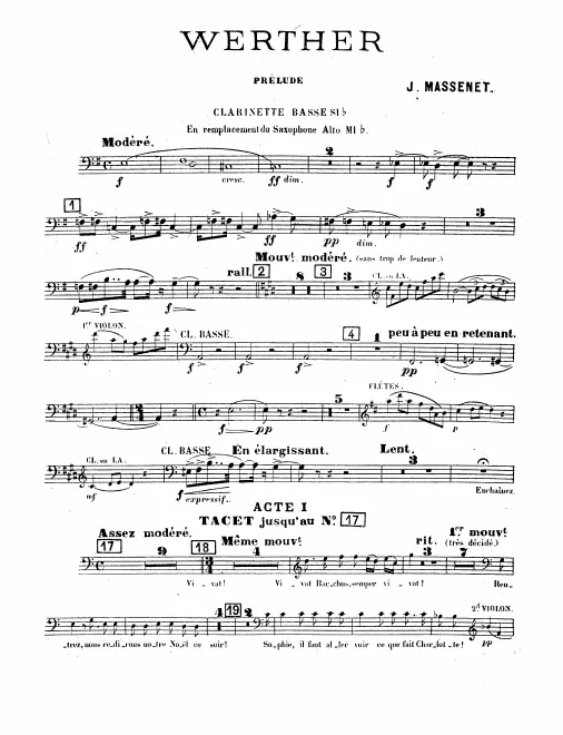 Bass Clarinet (B) (alternate for Alto Saxophone)