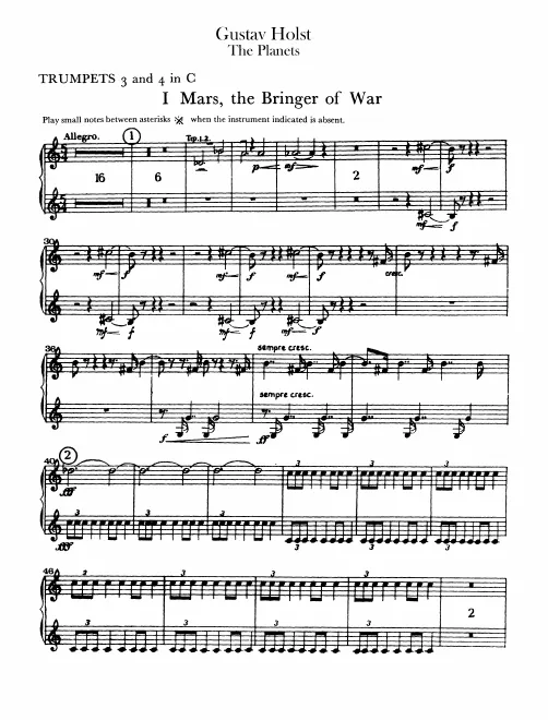 Trumpet 3/4 (C, plus B♭ transposed)