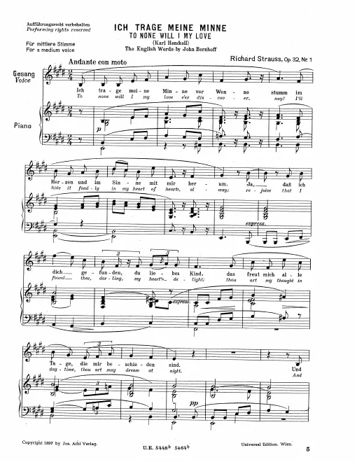 Complete Score (Medium Voice, transposed to E major)