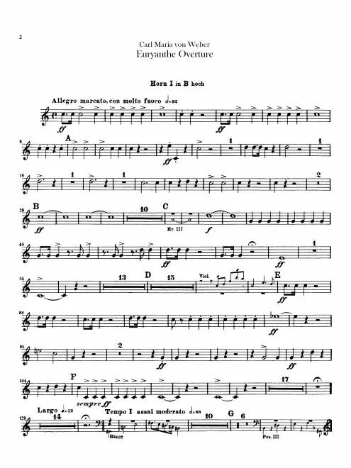 Horn 1, 2 (in B♭), 3, 4 (in E♭)