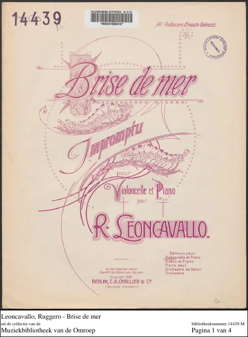 Piano score and cello part