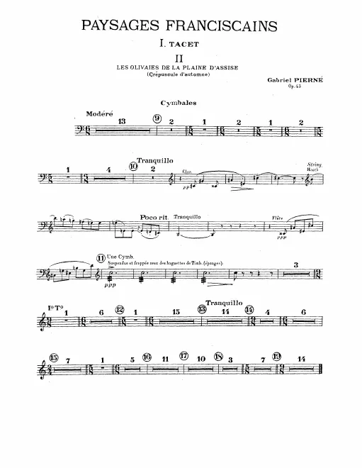 Cymbals, Snare Drum/Triangle, Bass Drum, Bass Drum/Cymbals, Tubular Bells, Triangle, Tam-Tam