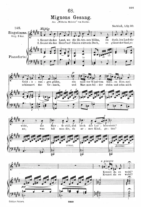 Complete Score (Medium Voice, transposed to E major)
