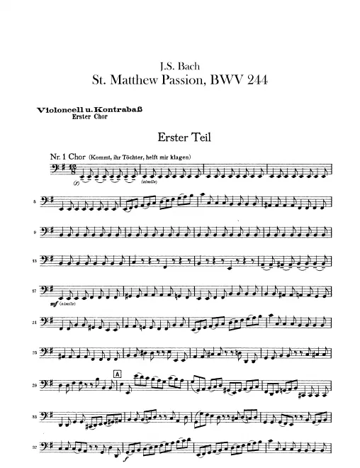 Cellos/Basses, Cello solo (for Viola da gamba solo)