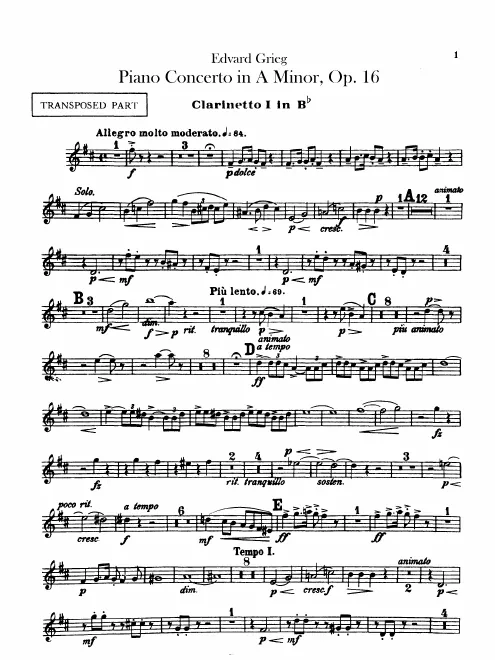 Clarinet 1 (B♭, transposed)