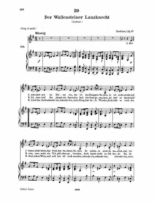 Complete Score (Low Voice, transposed to E minor)