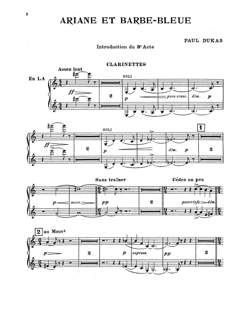 Clarinet 1/2 (A), Bass Clarinet (B)