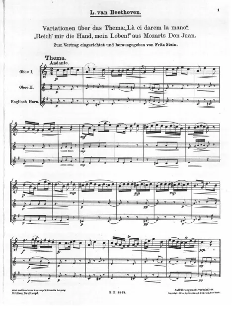 Oboe 1 and Score (Oboe 1 staff enlarged)