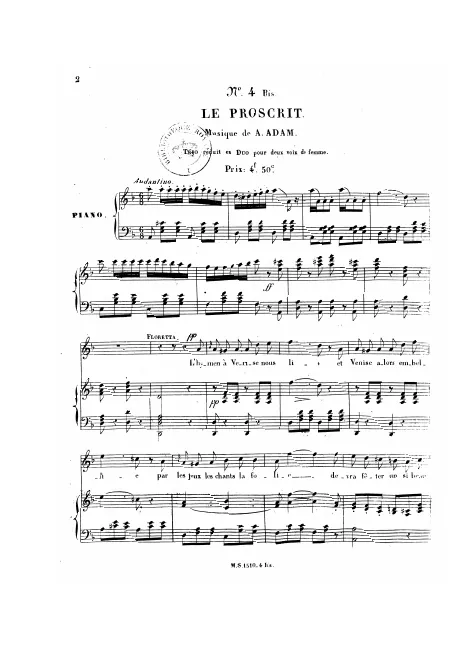No.4 bis , Trio réduit en duo: "L'hymen à Venise nous lie" (Antonia/Floretta)