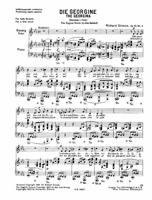 Complete Score (low voice, transposed to C minor)