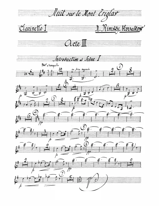 Clarinet 1 (A/B♭), 2 (A/B♭/E♭), 3 (A/B♭/D/E♭), Bass Clarinet (A/B♭)