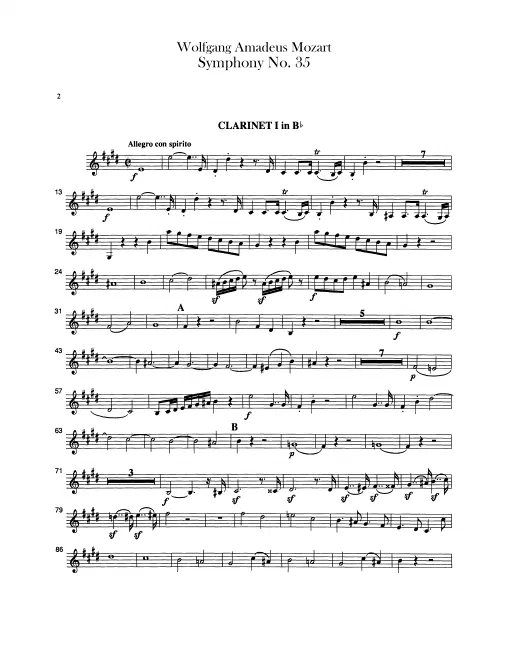 Clarinet 1, 2 (B♭ transposed, A)
