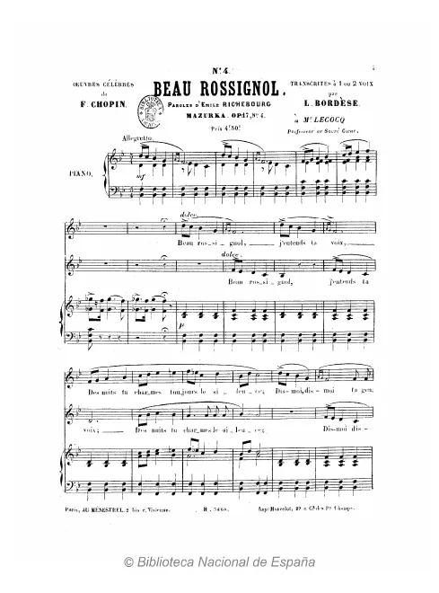 4. Beau rossignol (Mazurka, Op.7 No.4)