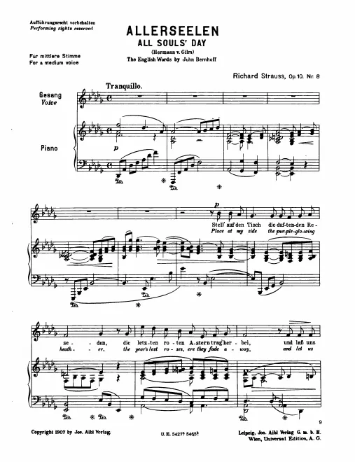 Complete Score (medium voice, transposed to D♭ major)