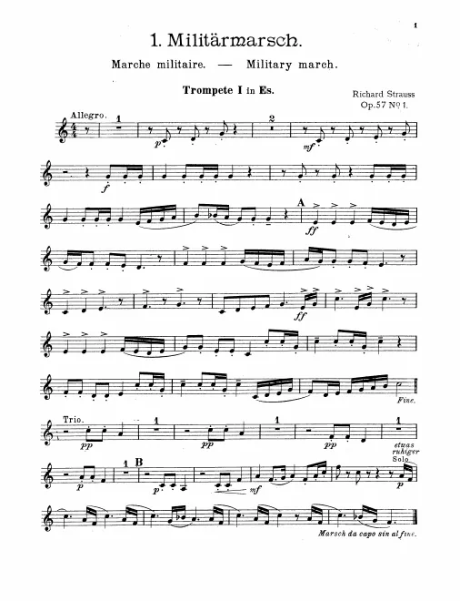 Trumpet 1, 2 (E♭, C), 3, 4 (F)