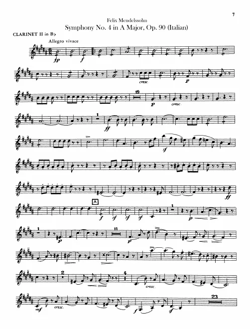 Clarinet 2 (B♭, Transposed)