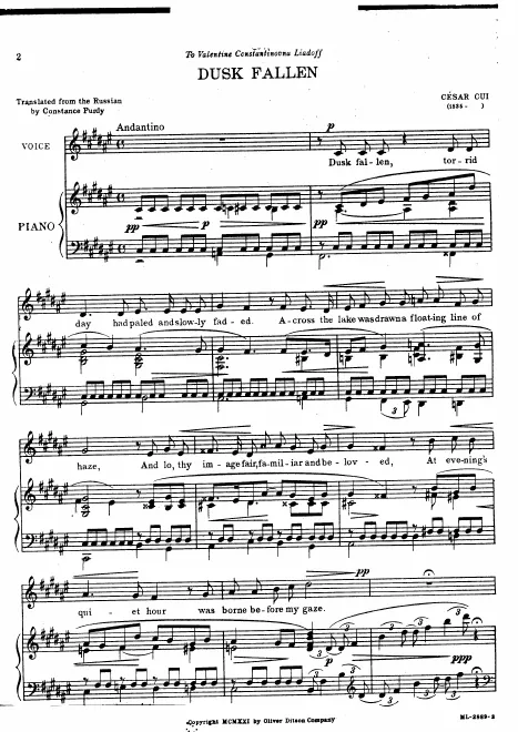 3. Dusk Fallen (= Смеркалось) (original key of F♯ major)
