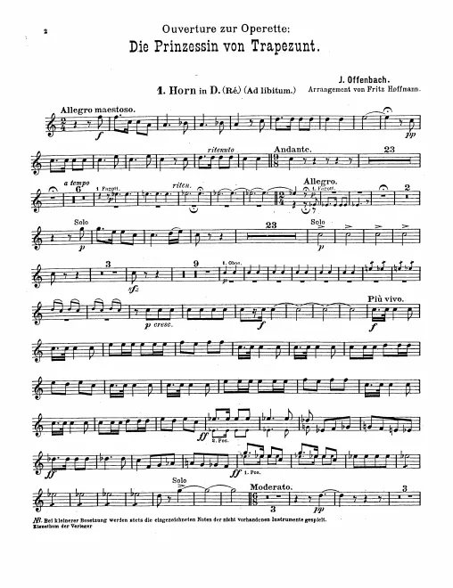 Horn 1, 2 (D), 3, 4 (F)