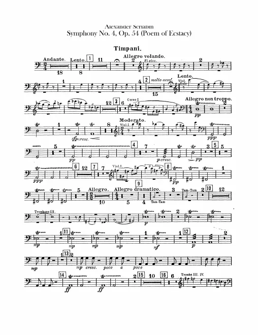 Timpani, Bells, Drum and Cymbals, Triangle and Tam-Tam