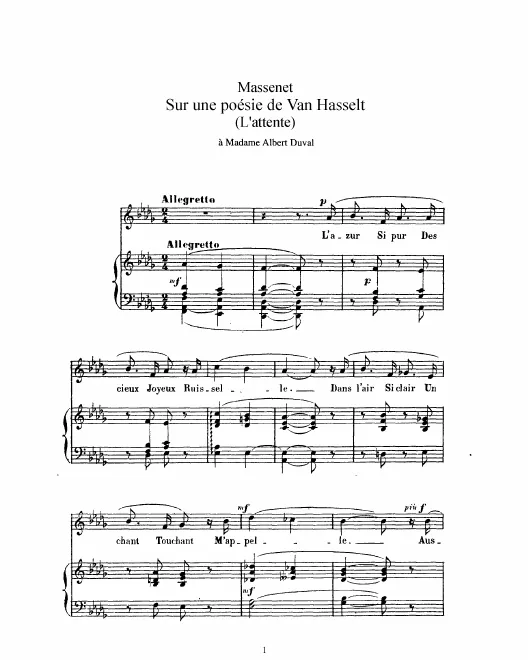 Complete Score (D♭ Major: high voice and piano)