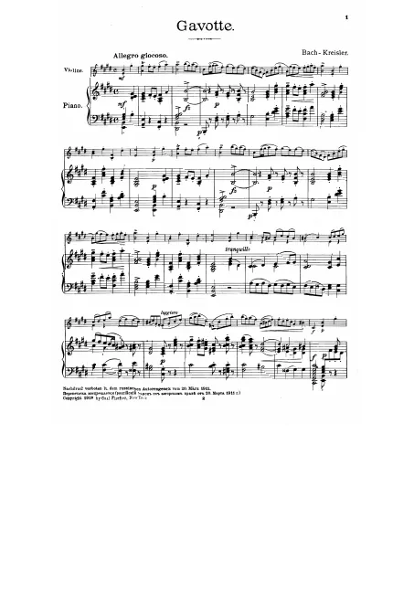 2. Bach: Gavotte in E major