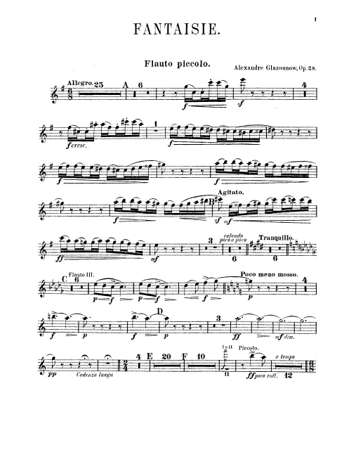 Piccolo, Flute 1, 2