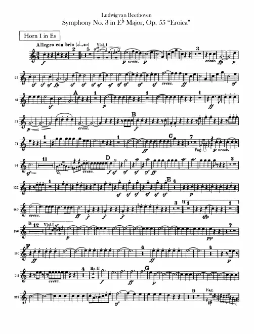 Horn 1 (E♭, F, C), 2 (E♭, C), 3 (E♭)