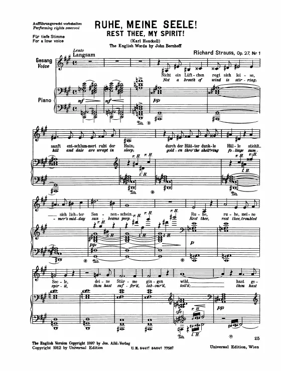 Complete Score (Low Voice, transposed to A major)