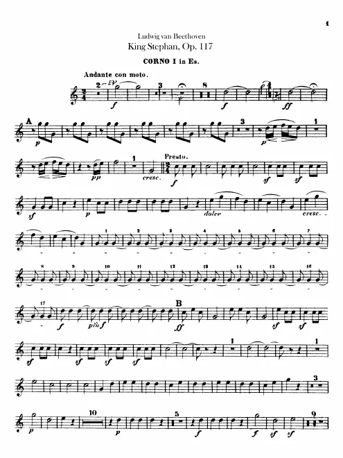 Horn 1, 2 (E♭), 3, 4 (C)