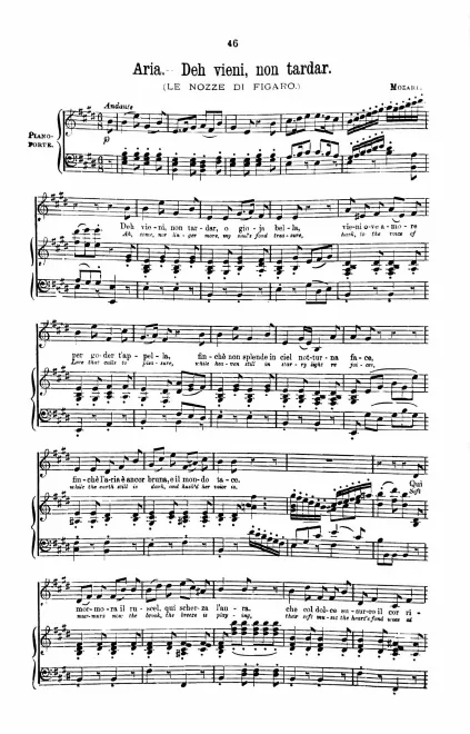 Deh, vieni, non tardar (Act IV, No.27) - E major