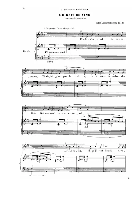 Le bois de pins (A Major: High voice and piano)