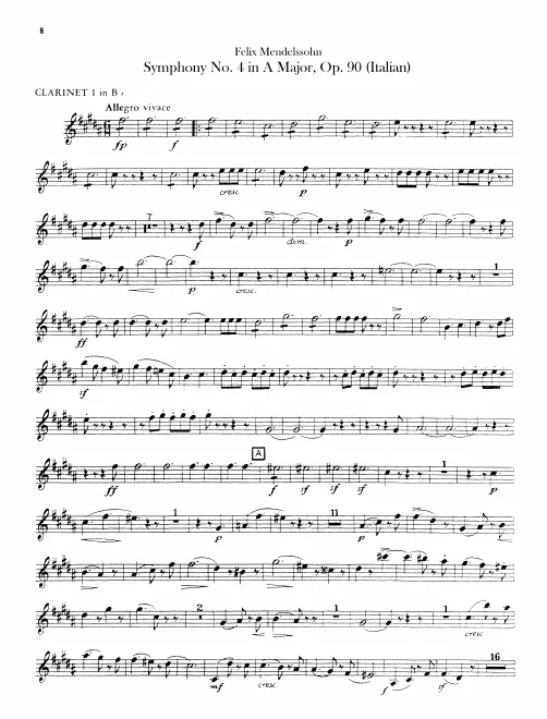 Clarinet 1 (B♭, Transposed)