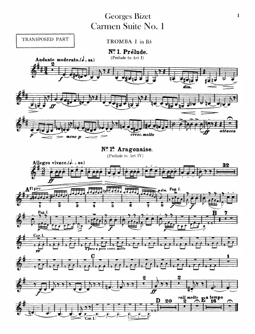 Trumpet 1, 2 (B♭, transposed) Trumpet 1, 2 (A, B♭)