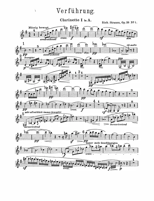 Clarinet 1, 2, 3 (solo) (A/B♭), Bass Clarinet (A), Piccolo Clarinet (E♭)